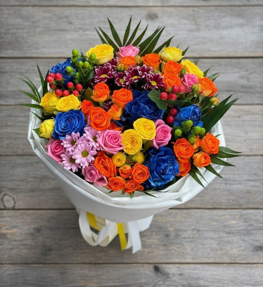 Букет цветов из: Розы и Хризантемы в Нефтеюганске