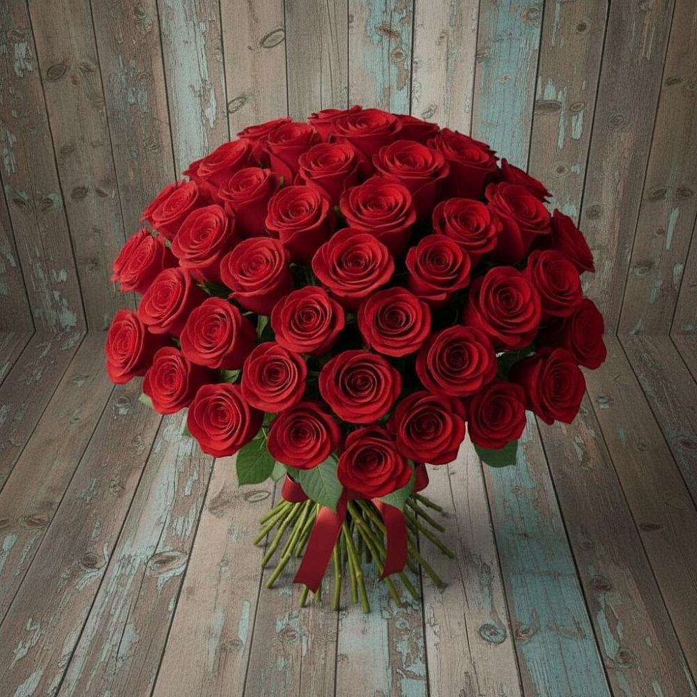 Букет 55 Красных роз Фридом в Нефтеюганске