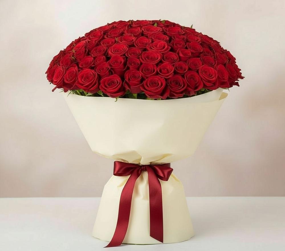 Букет 101 Красная роза Милано в Нефтеюганске