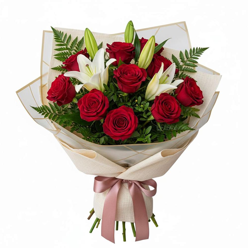 Букет цветов из: Лилии и Розы в Нефтеюганске