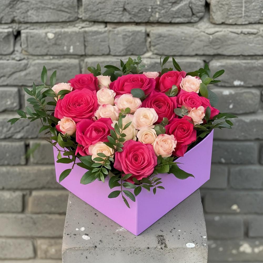 Цветочная композиция из Розы в коробке в Нефтеюганске