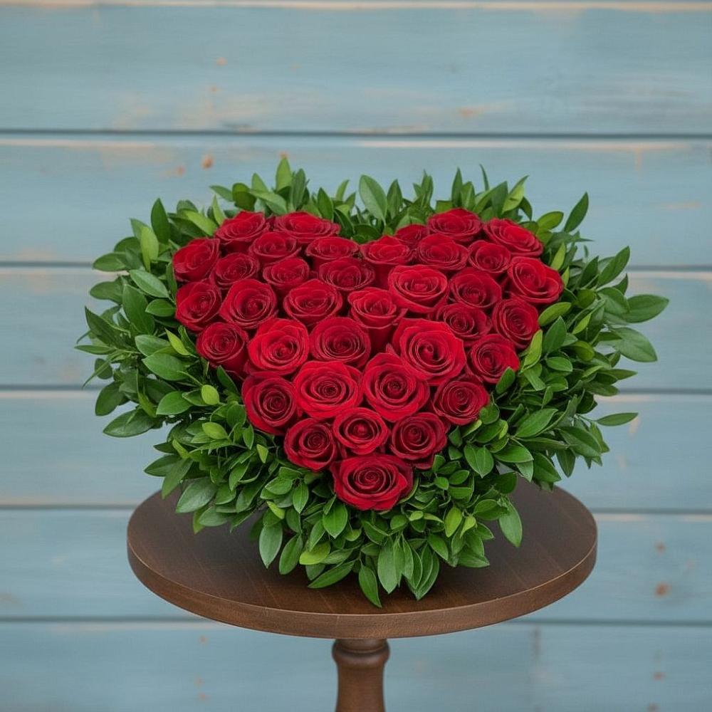 Цветочная композиция из Розы в виде сердца в Нефтеюганске