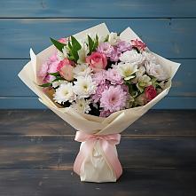 Букет цветов из:  Хризантемы, Альстромерии и Розы #REPLACE_PRED# Нефтеюганске