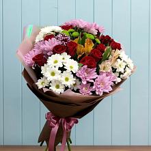 Букет цветов из:  Розы, Хризантемы и Альстромерии в Нефтеюганске