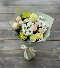 Букет цветов из:  Альстромерии, Розы и Хризантемы в Нефтеюганске