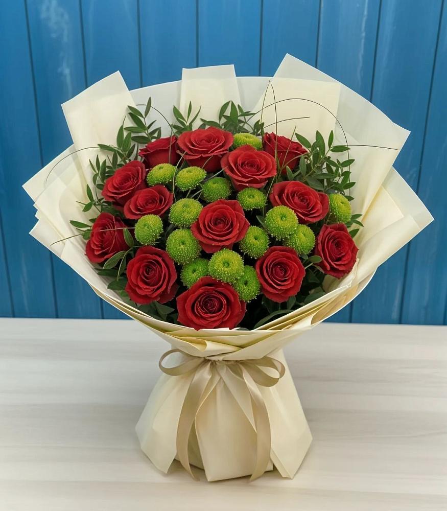 Букет цветов из: Розы и Хризантемы в Нефтеюганске